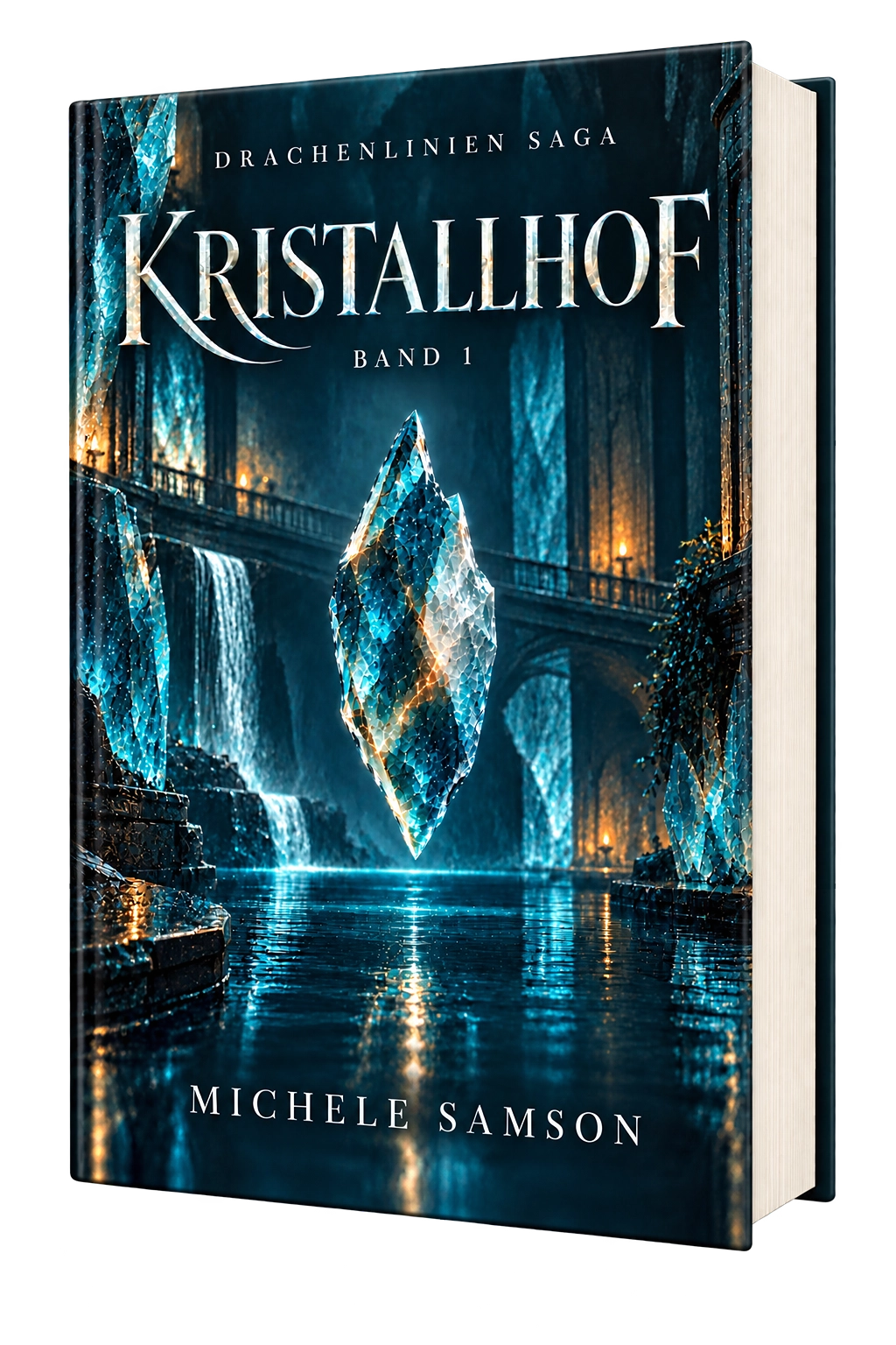 Kristallhof – Band 1 der Drachenlinien Saga von Michele Samson, als freigestelltes 3D-Buch